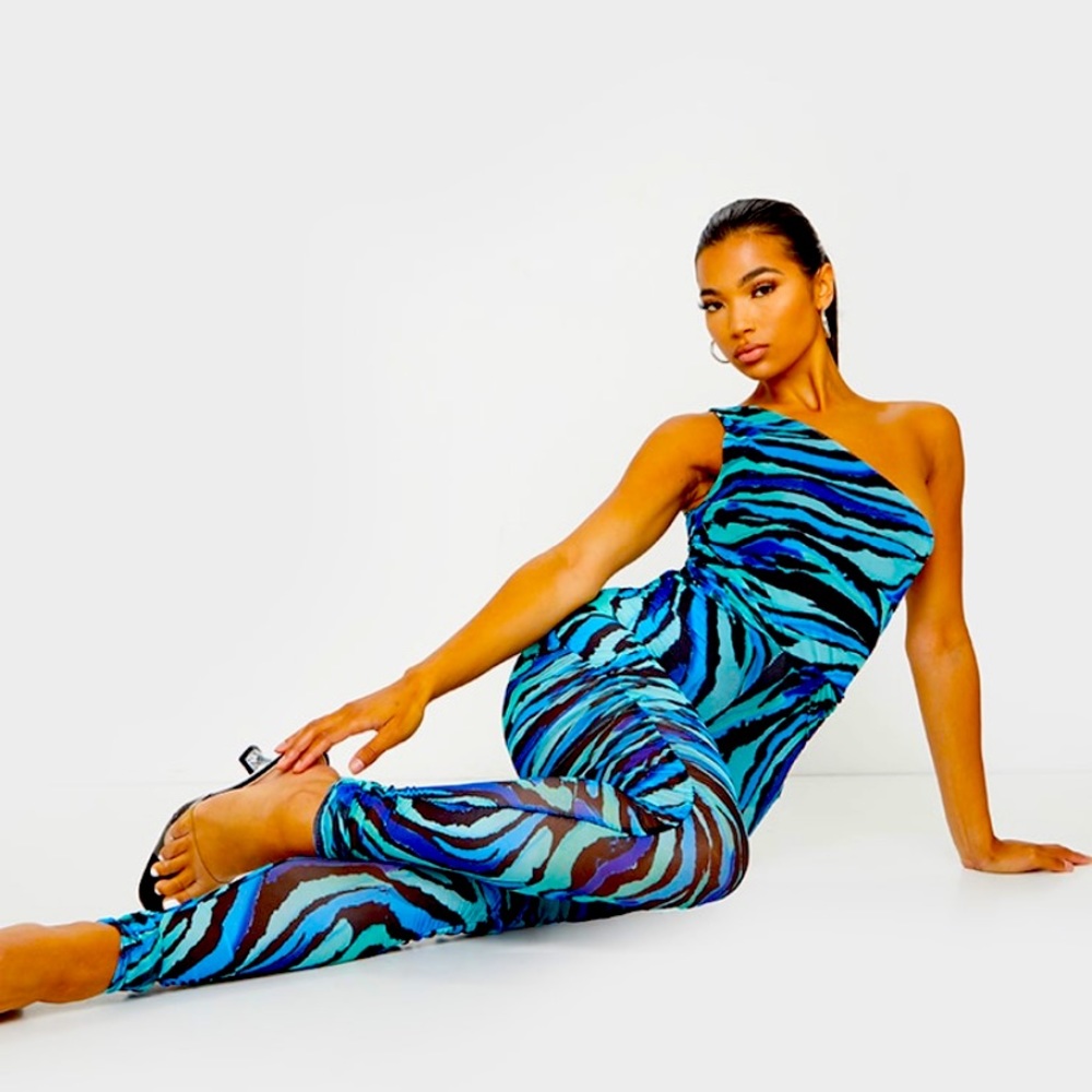 Blue abstract jumpsuit